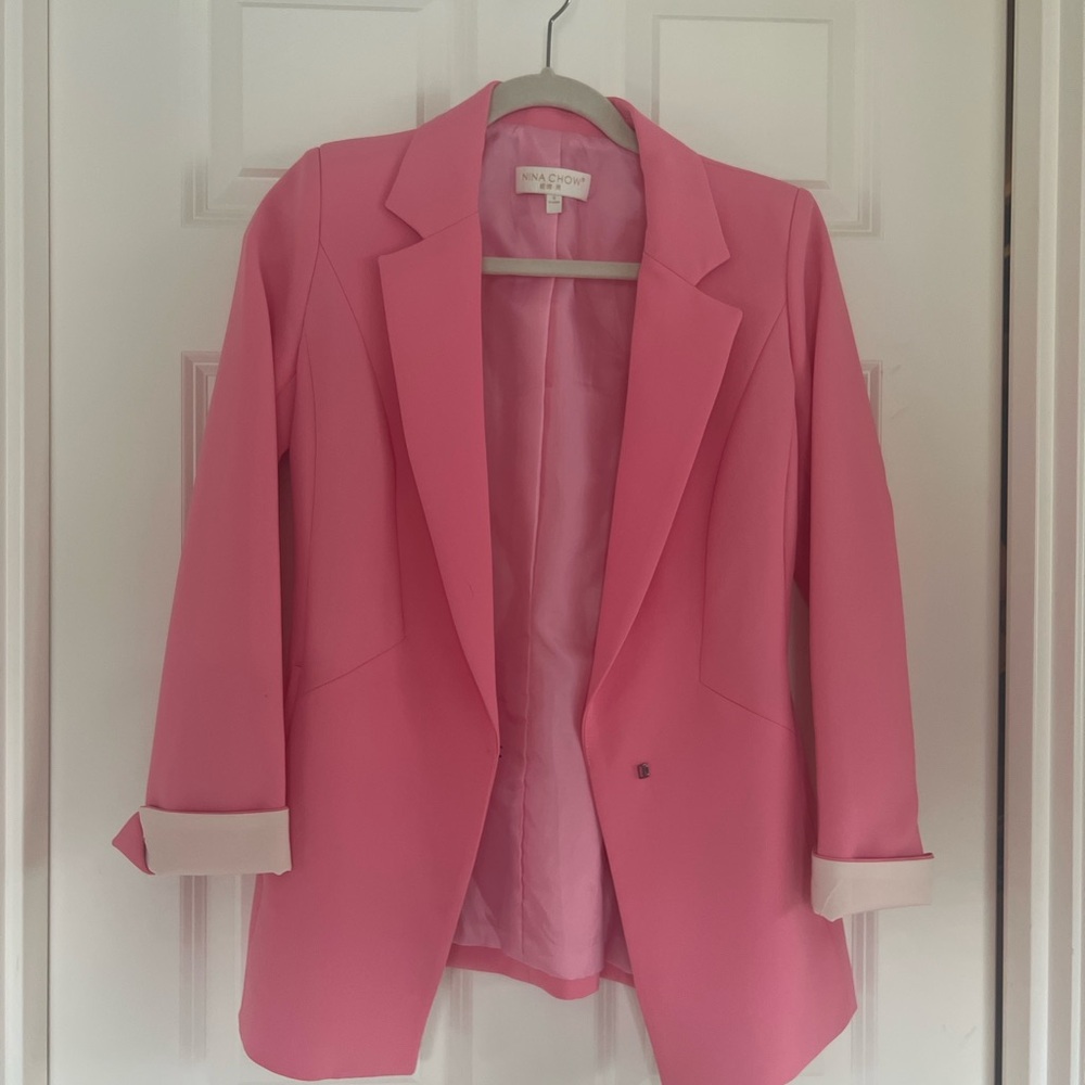 Pink Tailored Blazer with Notched Lapels size S